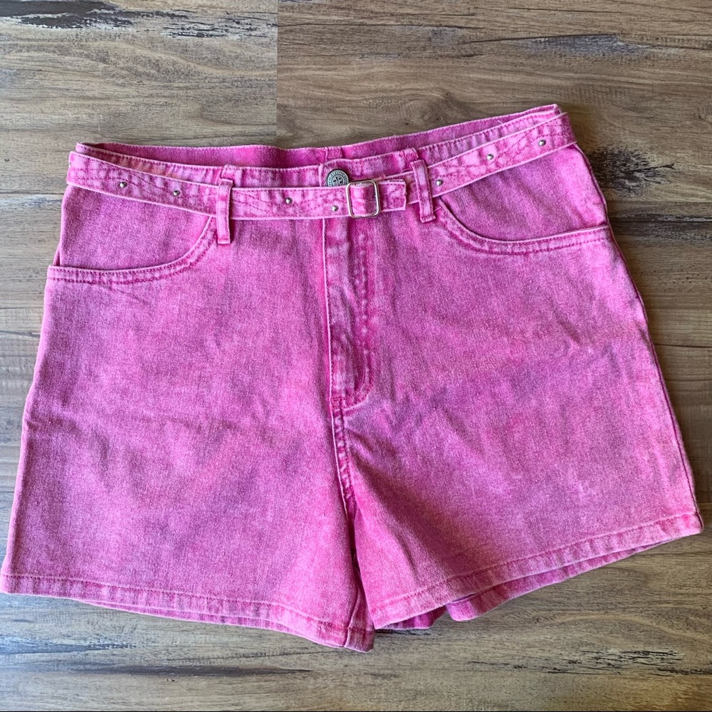 Vintage y2k acid Wash Pink denim shorts size xs
